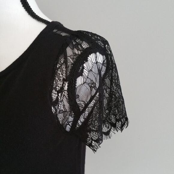 Ann Taylor LOFT Lace Sleeved Knit Top Size S Pet - Picture 4 of 7